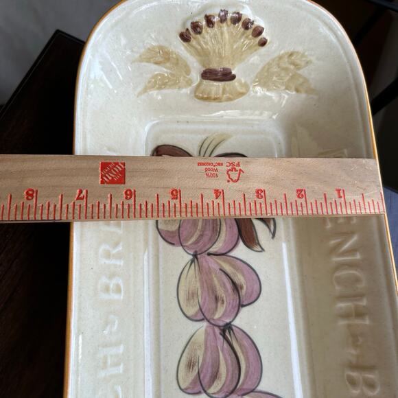 Vtg French Bread Tray Hand Painted Los Angeles Potteries Pottery Calif USA Wheat - Picture 13 of 14